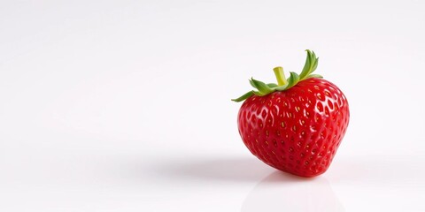 Single ripe strawberry, vibrant red, glossy surface, isolated, red fruit, nutrition