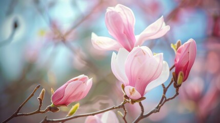 Fototapeta premium Magnolia White Flowers in Courtyard Planting: Cultivating Timeless Beauty with Blossoming White Magnolias – A Guide to Landscaping, Care, and Seasonal Blooms for Serene Outdoor Spaces