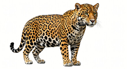 Naklejka premium Jaguar Portrait: Powerful Feline Isolated on White