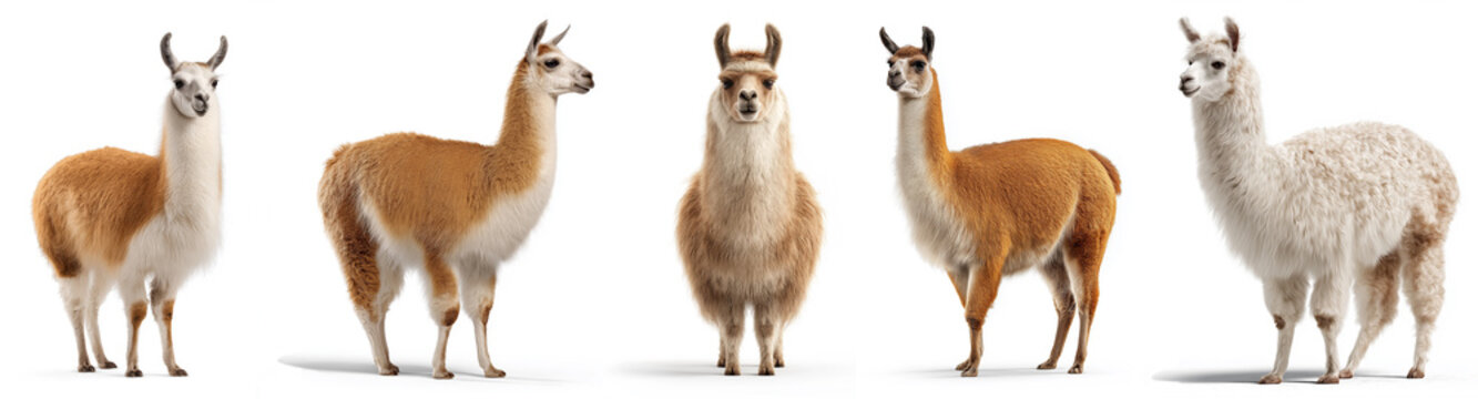 Collection set of liama isolated on white background