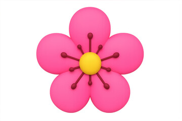 Fototapeta premium 3d rendering of a pink flower with yellow center on transparent background
