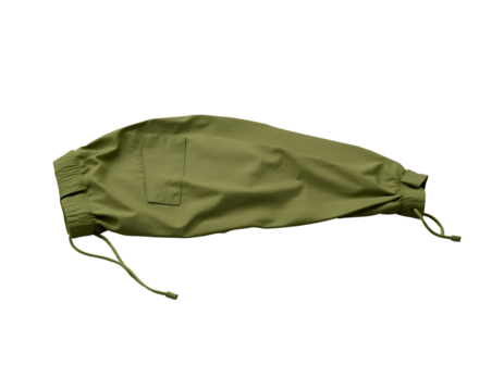 Olive Green Cargo Pant Leg with Pocket and Drawstring, Isolated