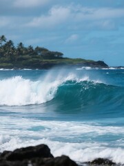Bright blue wave in Hawaii