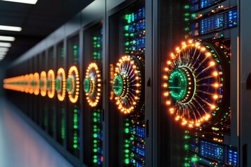 Illuminated Server Racks in Modern Data Center