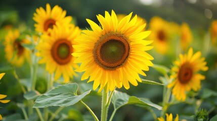 Obraz premium Sunflowers in Summer: Bright Blooms Under the Sun