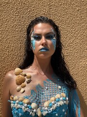  model,makeup,mermaid,shells,beauty