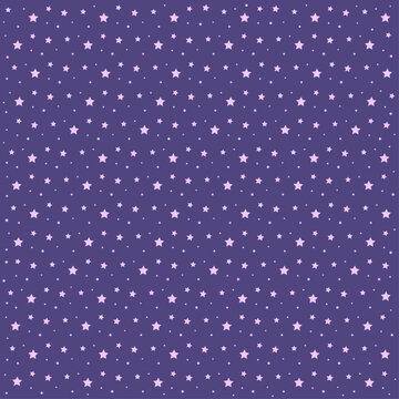 Seamless abstract pattern with stars on a purple background. Vector illustration.