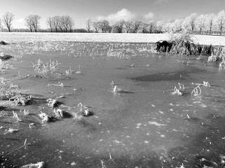 Nature winter season snowy and icy landscape