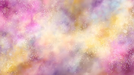A dreamy, ethereal backdrop featuring a mix of pastel pinks, purples, and yellows, speckled with glittering, delicate stars.