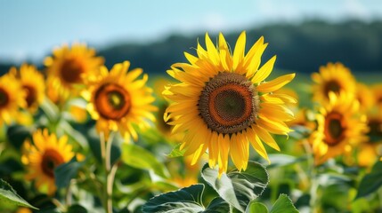 Obraz premium Sunflowers in Summer: Bright Blooms Under the Sun