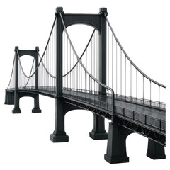 3D Realistic Glossy Suspension Bridge on White Background