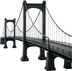 3D Realistic Glossy Suspension Bridge on White Background