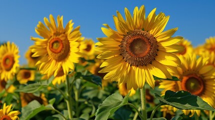 Fototapeta premium Sunflowers in Summer: Bright Blooms Under the Sun