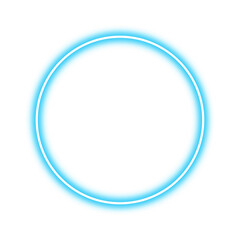 Blue neon circle frame transparent png