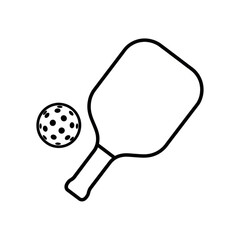 Pickleball paddle and ball isolated on white background