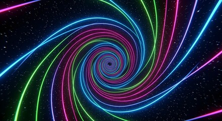 Obraz premium Animation of a 3D tunnel swirling inward in neon colors