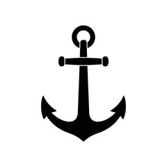 Black anchor isolated on white background