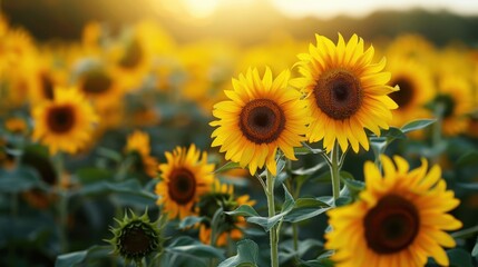 Obraz premium Sunflowers in Summer: Bright Blooms Under the Sun