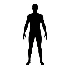 Full body silhouette of a man isolated on white background