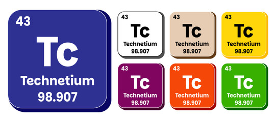 Tc, Technetium element vector icon set, periodic table element. Vector illustration EPS 10 File. Isolated on white background.