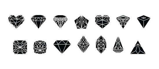 Set Diamond Shape Outline Black