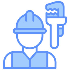 Plumber Outline Blue Color Icon