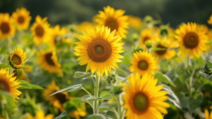 Fototapeta premium Sunflowers in Summer: Bright Blooms Under the Sun