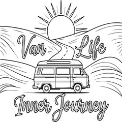 Journey Through Life &ndash; Vanlife Camper Road Illustration