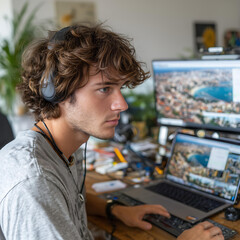 young man with laptop