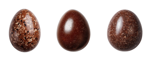 Chocolate eggs display pastry shop food, isolated on transparent background, png set