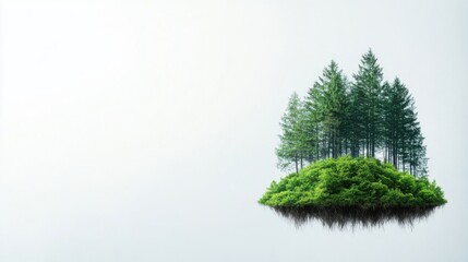 Obraz premium Lush Green Forest on an Isolated Floating Island Against a White Background