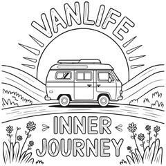 Vanlife Adventure &ndash; Inner Journey Road Trip Illustration