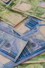 Spreadsheet covered with Nigerian Naira banknotes