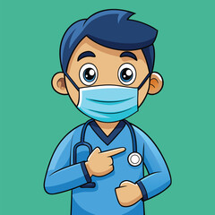 Cartoon Doctor Giving Advice About Healthcare During Pandemic A Friendly Medical Professional Wearing a Mask