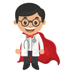 Enthusiastic Cartoon Doctor or Nurse with Cape Depicted. A Cheerful Representation of Healthcare