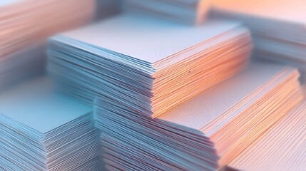 Stacked sheets of paper, showcasing a close-up view of the layered structure, featuring a soft pastel color palette.