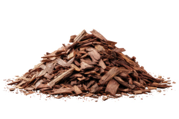 Pile of finely chopped brown wood chips