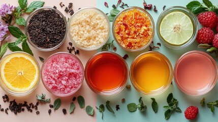 Many different types of fruit and vegetables in bowls self-care rituals