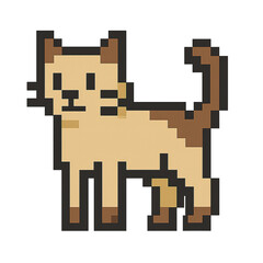 Obraz premium 8-Bit Pixel Cat on Transparent Background