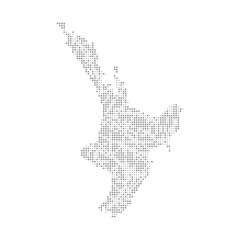 North Island Map Dotted Grey