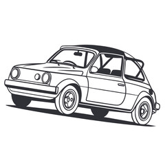 Fototapeta premium Vintage rally car illustration isolated on white background, showcasing a classic automobile design with retro style and sporty appeal for transportation