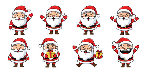 Set of funny Santa Claus celebrating Christma vector ilustration