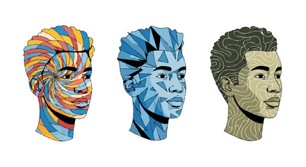 Abstract portrait of the man in different styles