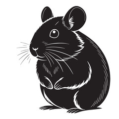 black hamster Silhouette Vector, High Quality Illustration on White Background