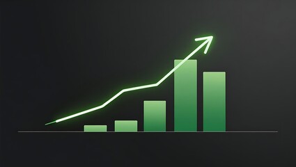 Futuristic glowing data visualization graph with neon light bars and line chart on dark background