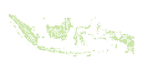 Indonesia Map Dotted Various Size Round Green