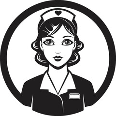 Nurse Portrait Inside Circle Symbolizes Healthcare and Safety