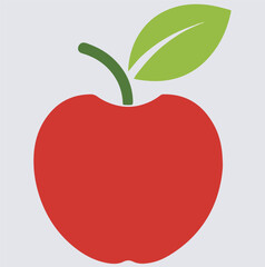 an apple with leaf silhouette vector art illustration, red apple vector illustration