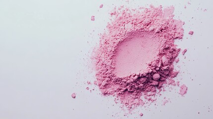 The texture of the powder blush is isolated on a white background, top view, beauty and makeup concept, 