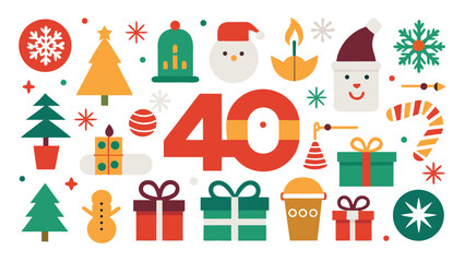 Festive Forty Years Anniversary Celebration with Christmas and Winter Holiday Elements